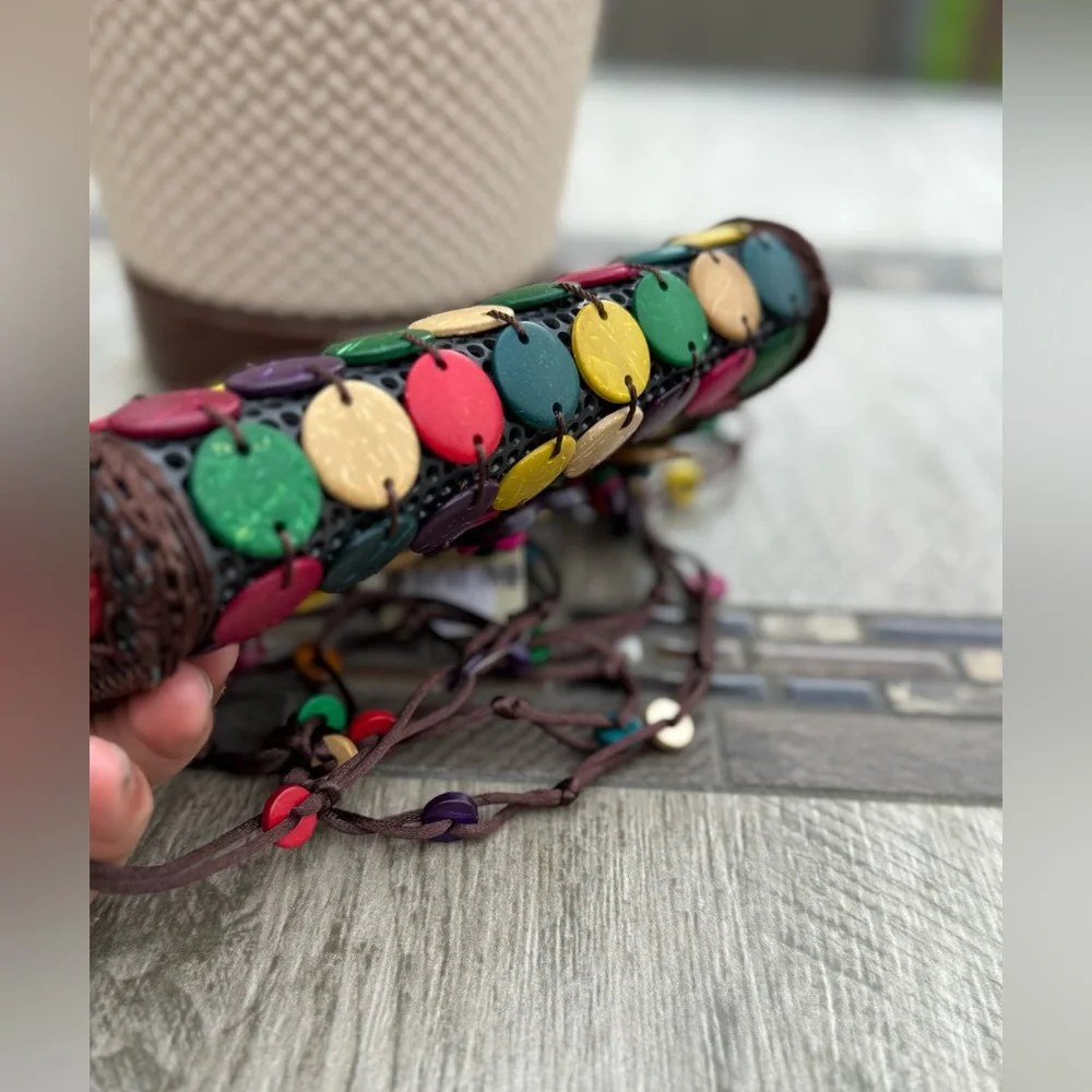 GUC! Vintage Colorful Coconut Shell Handmade Crossbody Women's Bag - Picture 7 of 11